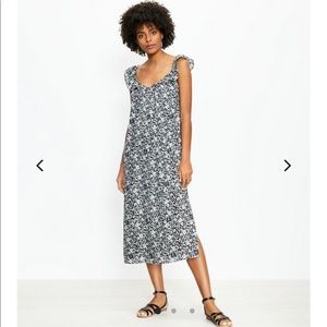 Loft Palm Flutter Strap Midi Dress